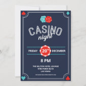 Retro Casino Night Invite Kaart (Voorkant)