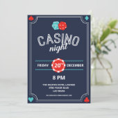Retro Casino Night Invite Kaart (Staand voorkant)