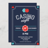 Retro Casino Night Invite Kaart (Voorkant / Achterkant)