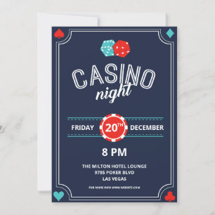Retro Casino Night Invite Kaart