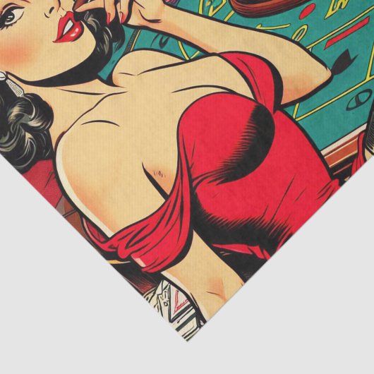 Retro Casino Pop Kunst Stripillustratie Tissuepapier (Detail)
