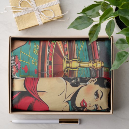 Retro Casino Pop Kunst Stripillustratie Tissuepapier (Geschenk)