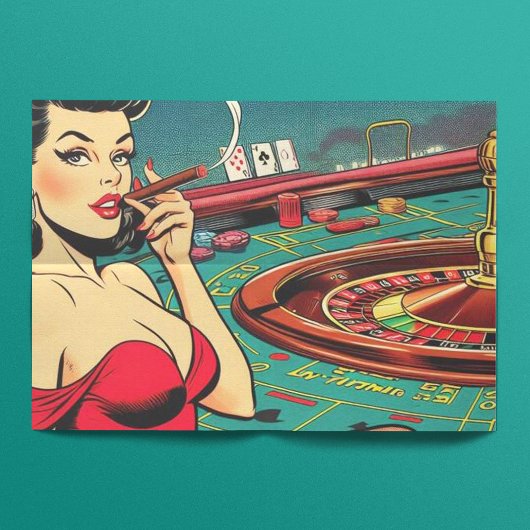 Retro Casino Pop Kunst Stripillustratie Tissuepapier