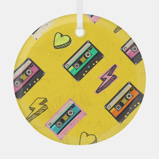 Retro Cassette: 80's Love Party Design Glas Ornament (Voorkant)