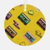 Retro Cassette: 80's Love Party Design Glas Ornament (Achterkant)