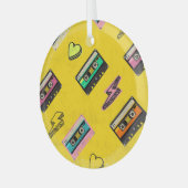 Retro Cassette: 80's Love Party Design Glas Ornament (Voorkant links)