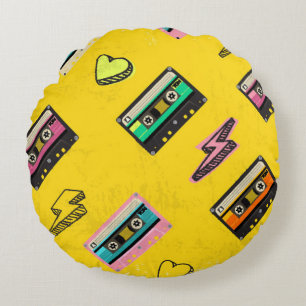 Retro Cassette: 80's Love Party Design Rond Kussen