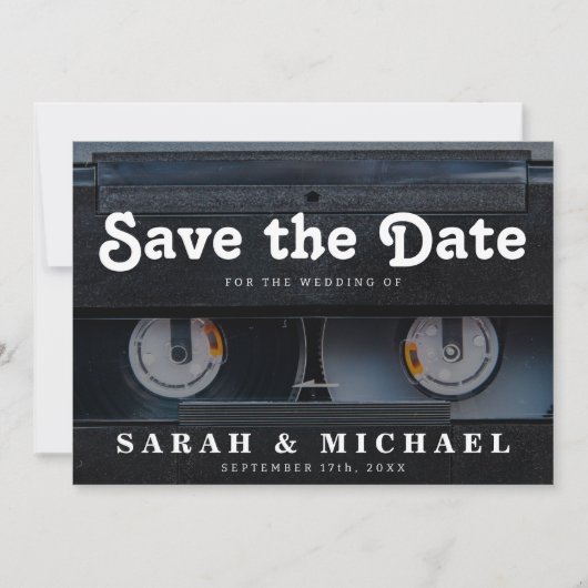 Retro Cassette 80s Wedding sparen de Datum Save The Date (Voorkant)