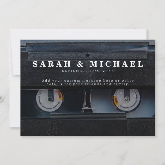 Retro Cassette 80s Wedding sparen de Datum Save The Date (Achterkant)