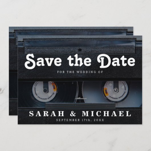 Retro Cassette 80s Wedding sparen de Datum Save The Date (Voorkant / Achterkant)