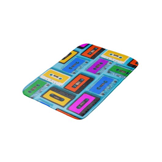 Retro Cassette: Blauw Achtergrond Collectie Badmat (Gekanteld)