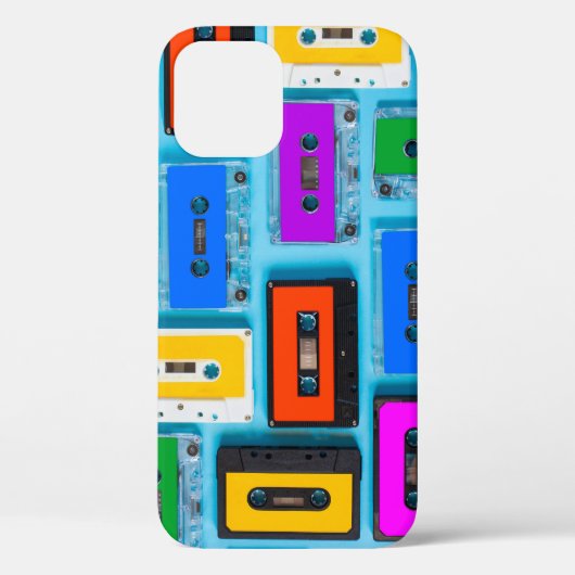 Retro Cassette: Blauw Achtergrond Collectie Case-Mate iPhone Case (Achterkant)