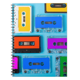 Retro Cassette: Blauw Achtergrond Collectie Notitieboek