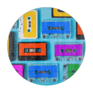 Retro Cassette: Blauw Achtergrond Collectie Snijplank