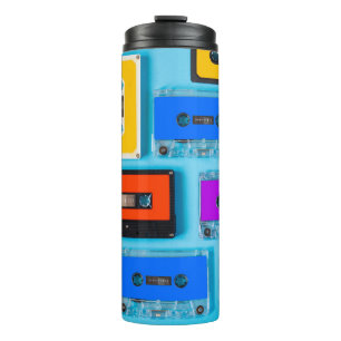 Retro Cassette: Blauw Achtergrond Collectie Thermosbeker