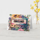 Retro Cassette | Floral Happy Birthday Kaart (Gele Bloem)