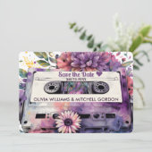 Retro Cassette | Floral Wedding Save the Date Invi Kaart (Staand voorkant)
