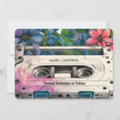 Retro Cassette | Floral Wedding Save the Date Kaart (Achterkant)