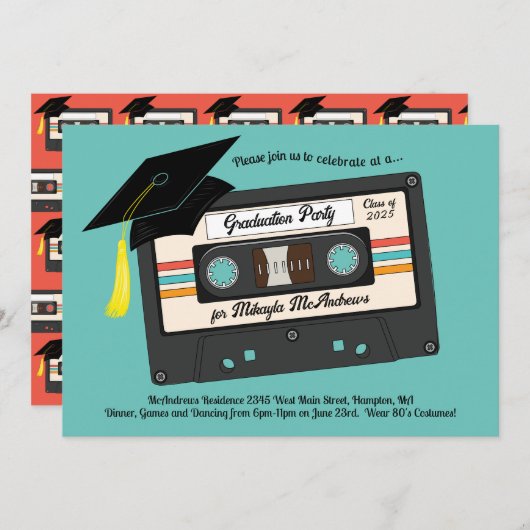 Retro Cassette, gemengde tapegraduPartij Kaart (Voorkant / Achterkant)