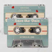 Retro cassette-huwelijksuitnodiging '70 jaren Sla  Save The Date (Voorkant / Achterkant)