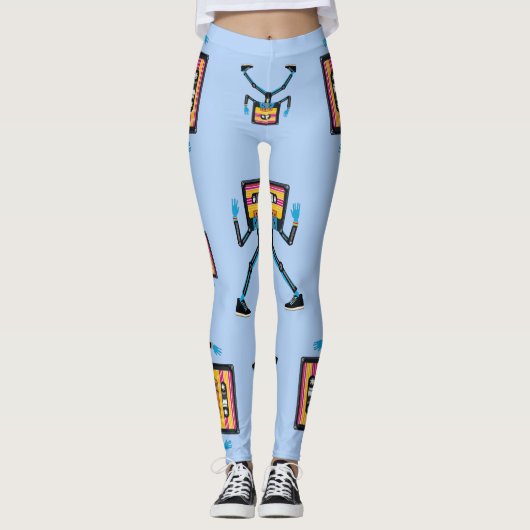 Retro Cassette Man Leggings (Voorkant)