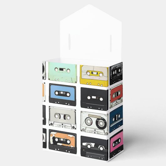 Retro cassette Mix Tapes art patroonpatronen Bedankdoosjes (Geopend)