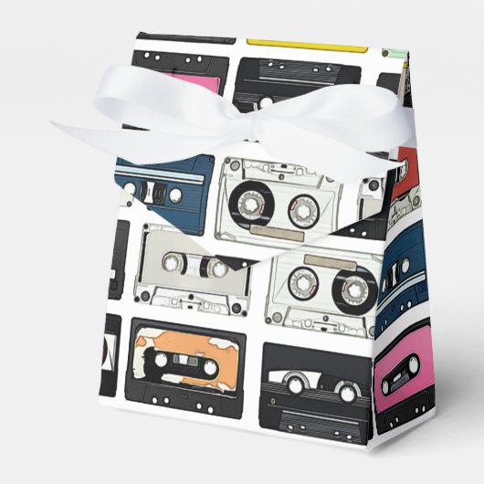 Retro cassette Mix Tapes art patroonpatronen Bedankdoosjes (Voorkant Zijde)