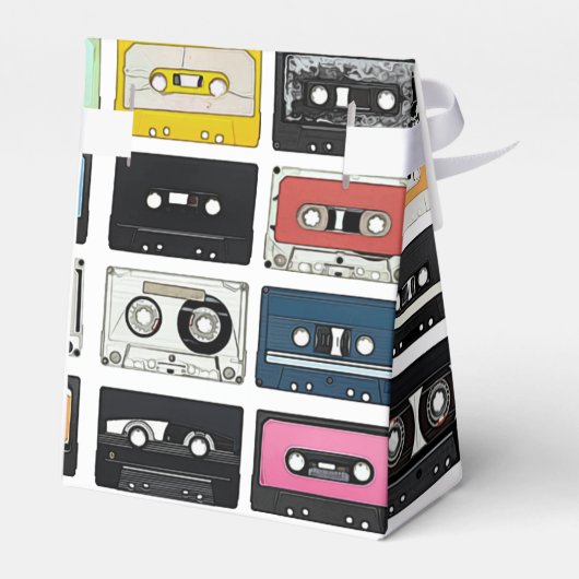 Retro cassette Mix Tapes art patroonpatronen Bedankdoosjes (Achterkant)