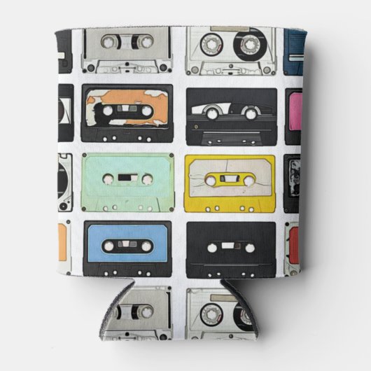 Retro cassette Mix Tapes art patroonpatronen Blikjeskoeler (Voorkant)