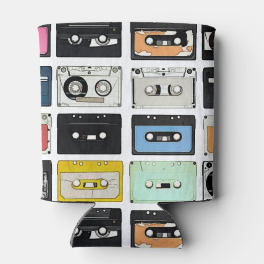 Retro cassette Mix Tapes art patroonpatronen Blikjeskoeler (Achterkant)