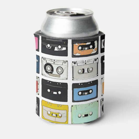 Retro cassette Mix Tapes art patroonpatronen Blikjeskoeler (Blikje Achterkant)