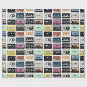 Retro  cassette Mix Tapes art patroonpatronen Cadeaupapier (Vlak)