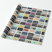 Retro  cassette Mix Tapes art patroonpatronen Cadeaupapier (Uitgerold)