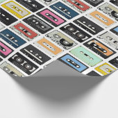 Retro  cassette Mix Tapes art patroonpatronen Cadeaupapier (Hoek)