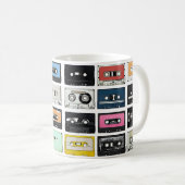 Retro  cassette Mix Tapes art patroonpatronen Koffiemok (Voorkant rechts)