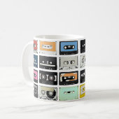 Retro  cassette Mix Tapes art patroonpatronen Koffiemok (Voorkant links)