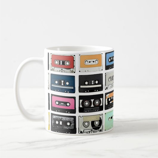 Retro  cassette Mix Tapes art patroonpatronen Koffiemok (Links)