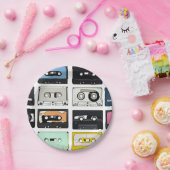 Retro  cassette Mix Tapes art patroonpatronen Papieren Bordje (Feest)