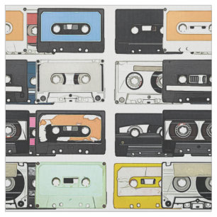 Retro  cassette Mix Tapes art patroonpatronen Stof