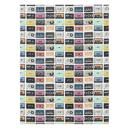 Retro cassette Mix Tapes art patroonpatronen Tafelkleed (Voorkant)