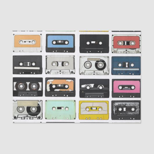 Retro  cassette Mix Tapes art patroonpatronen Tissuepapier (Voorkant)