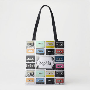 Retro  cassette Mix Tapes art patroonpatronen Tote Bag