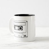 Retro cassette muziek tweekleurige koffiemok (Voorkant links)