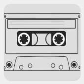 Retro cassette muziek vierkante sticker (Voorkant)