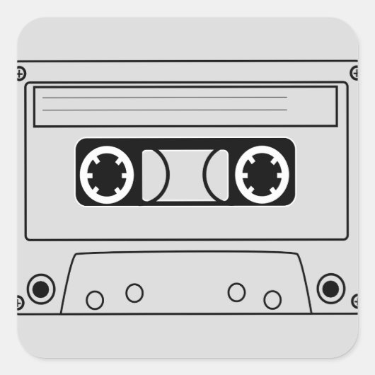 Retro cassette muziek vierkante sticker (Voorkant)