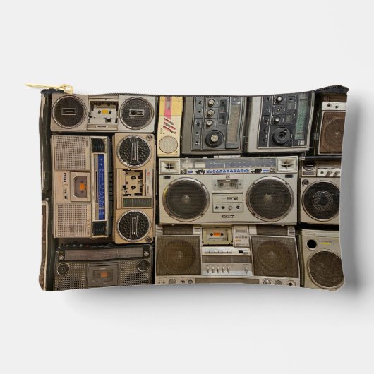 Retro cassette op print naai tas (Voorkant)