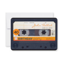 Retro Cassette tape 40e verjaardag Party uitnodigi