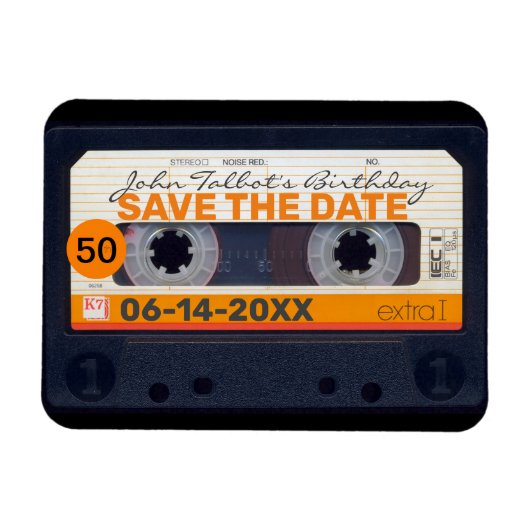 Retro Cassette tape 50e verjaardag Bewaar de datum Magneet (Horizontaal)
