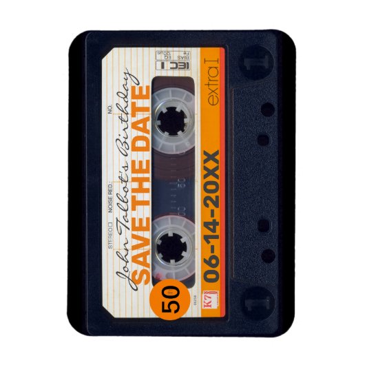 Retro Cassette tape 50e verjaardag Bewaar de datum Magneet (Verticaal)