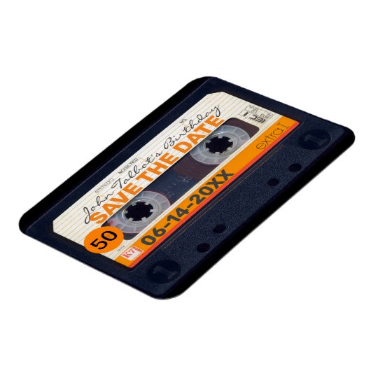 Retro Cassette tape 50e verjaardag Bewaar de datum Magneet (Linkerzijde)
